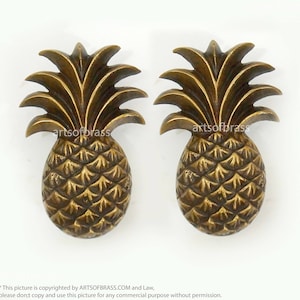 3.66" inches Vintage PINEAPPLE Fruits Cabinet Solid Brass Drawer Dresser Cabinet Handle Knob Pulls N280