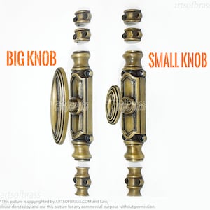 Set Vintage Retro Western Cremone Espagnolette Bolt Latch Door Lock & Half-Round Rod Brackets