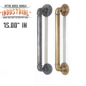 15.00&quot; In pair / 2 pcs Vintage Brass Industrial Pipe Door Pulls Handles | Retro Brass Barn Door Handle, Kitchen Pulls Sliding Door Handle