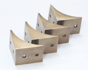 2,12 "Zoll Menge von 4 Stück Vintage Western Tisch Schrank Schrankecken Kantenschutz Massiv Messing Eckenschutz T015M