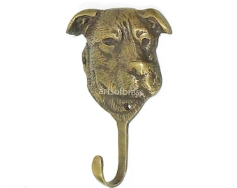 5,82" inch vintage messing hondengezicht dierenmuurhaak massief messing sterke muur kapstokhaakhanger