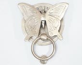 6.37 quot inches VINTAGE BUTTERFLY Door Knocker Detailed Solid Brass Silver Doff Finishing