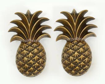3.66" inches Vintage PINEAPPLE Fruits Cabinet Solid Brass Drawer Dresser Cabinet Handle Knob Pulls N280