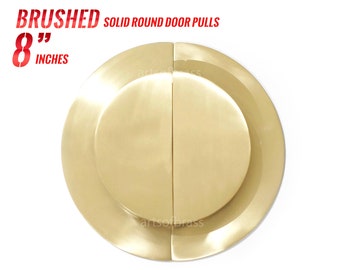 8.00" inches Brushed Brass Solid Round Main Door Pulls Western Vintage handles Pull