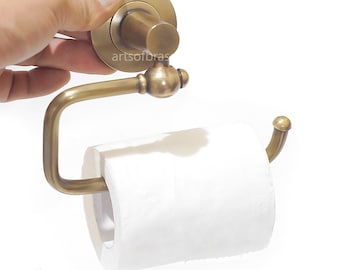 Vintage Solid Brass Toilet Tissue Paper Holder / Hand Towel Holder Hanger Brass Bathroom Sanitary Hook Handle