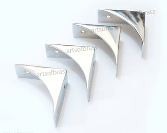 2,06" inch veel van 4 stuks massief messing CHROOM zilver western tafelkast kofferbak hoekbeschermer messing hoekbeschermer T015C