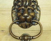6.22 quot Inches Antique Vintage Solid Brass Lion King Head front Door KNOCKER with Pull Ring Knocker Door Protector