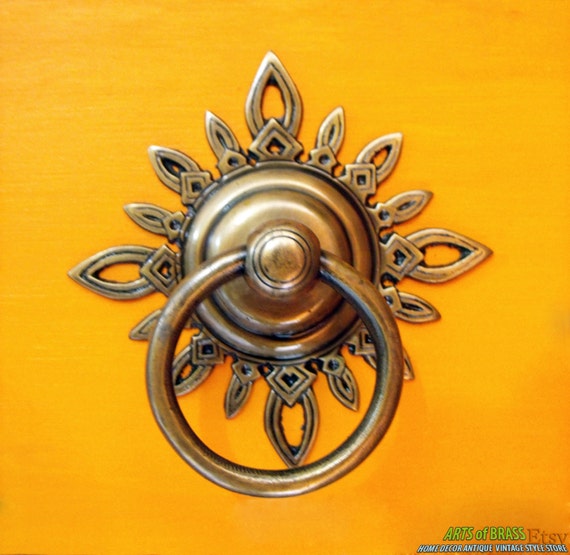 Lot of 2 pcs BIG KNOB Pull Antique Celestial Star Ornament Cabinet Brass KNOB Drawer Handle Round Pull