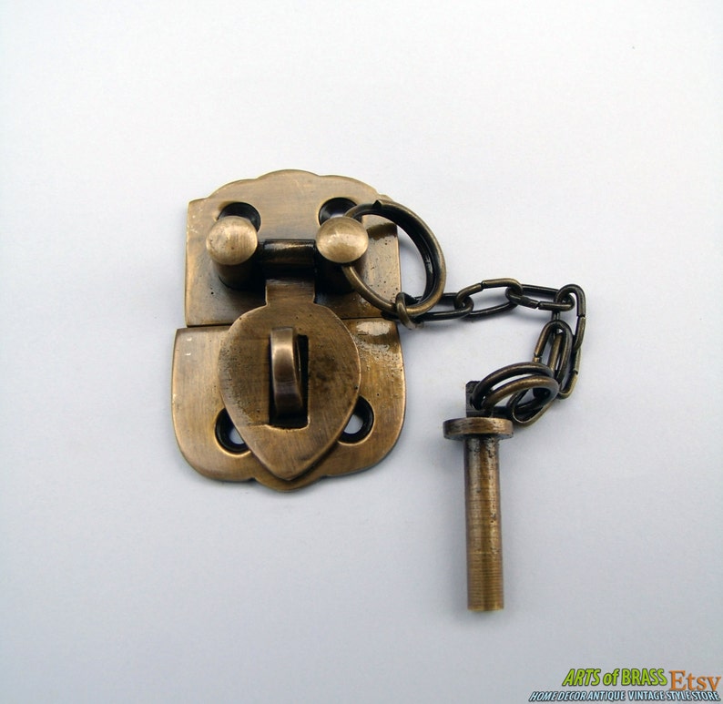 Lot of 3 pcs Solid Brass Vintage Handle Locking BOX LATCH Treasury Box