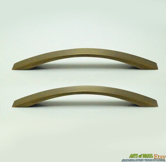 9.25" inches of 2 pcs Vintage Retro Western Straight Line Plain Pull Knobs Solid Brass Antique Cabinet Drawer Handle Pulls C103