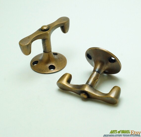 1.49" Inches 2 pcs Vintage Retro inline swivel Pivot handle Knob Solid Brass Antique Cabinet Drawer Door KNOB Pulls K045B