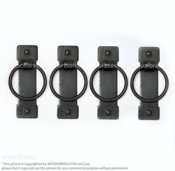 3.35" inches Vintage Brass vertical Ring Pulls  Black Matte / Doff Finishing Retro Handle Cabinet Drawer Dresser Knob Pull Handle A137