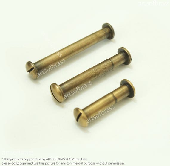 Lot of 4 pieces Variant size of Vintage Solid brass Chicago Screw Studs Binding & Antique Screw Posts Scrapbook