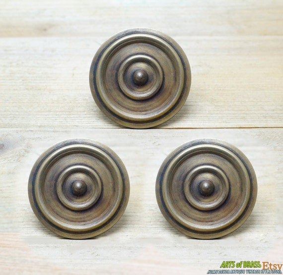1.96" inches Lot of 3 pcs Vintage Solid Brass Retro Big Round Line Nail / Spike / Thumbtack / Hob Decor AA044