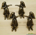 Lot of 4 pcs HAWAIIAN Hula Hula GIRL Antique Vintage Solid Brass Cabinet Drawer Pull product logo