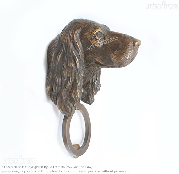 9.84" inches VINTAGE American Dog Cocker Spaniel Solid Brass Door Knocker Front Door decor