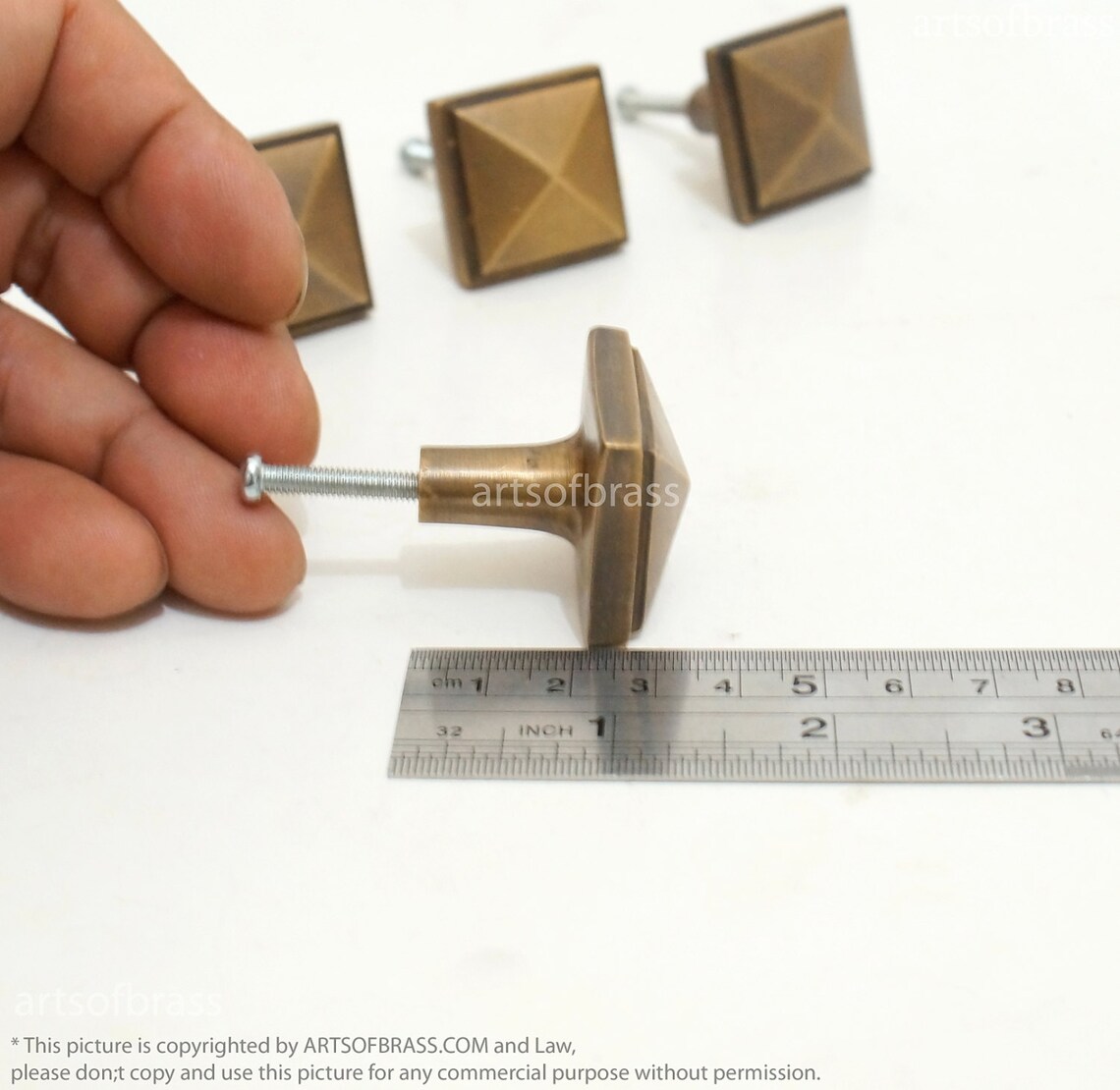 Vintage Solid Brass Retro Diamond Door Knobs Dresser Handle Etsy