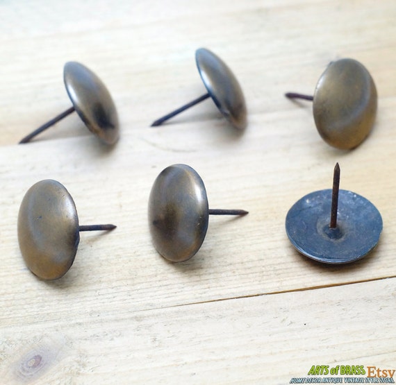 1.18" inches Lot of 6 pcs Vintage Solid Brass Retro Round Nail / Spike / Thumbtack / Hob Decor AA009