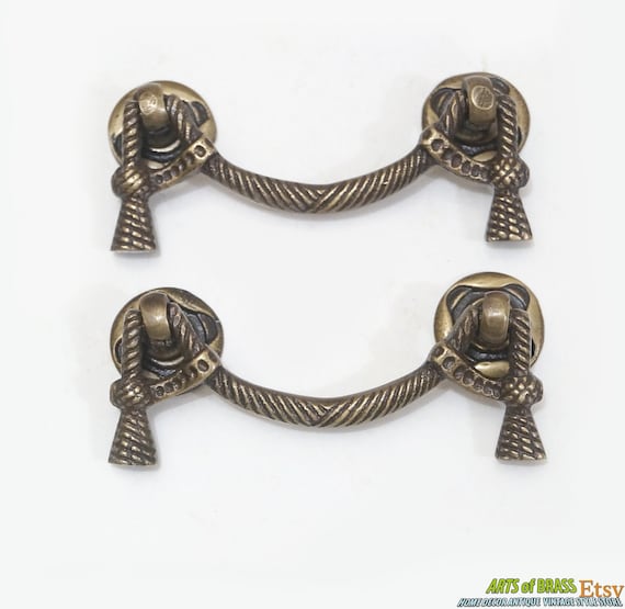 4.01" inches 2 pcs Vintage Victorian Gallows Rope Handle Solid Brass Drawer Cabinet Drawer Handle Pulls B043