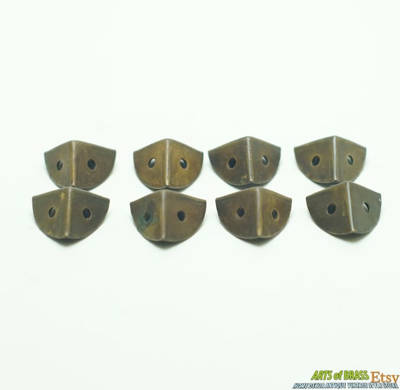 0.62" inch lot of 8 pcs Small Retro Table Box Cabinet Trunk Corner Protector Solid Brass Corner Protector T007