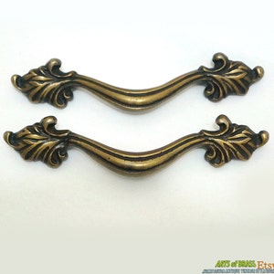 5.70&quot; inches 2 pcs Vintage Victorian Royal Solid Brass Antique Cabinet Drawer Door Handle Pulls L014