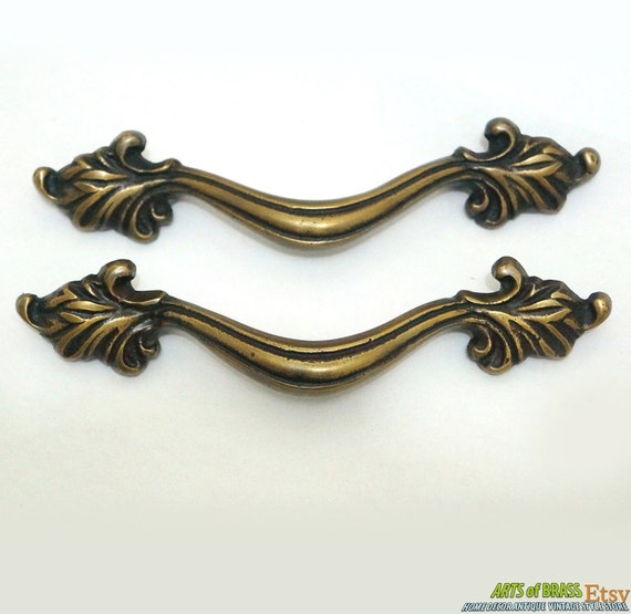 5.70" inches 2 pcs Vintage Victorian Royal Solid Brass Antique Cabinet Drawer Door Handle Pulls L014