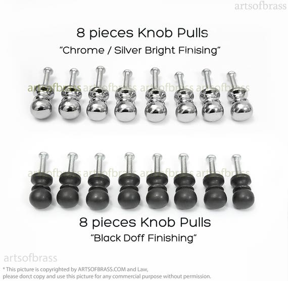 Lot of 8 pcs Vintage Black / Silver Finishing Retro Solid Brass Round Cabinet Drawer Handle Knob Pulls N001