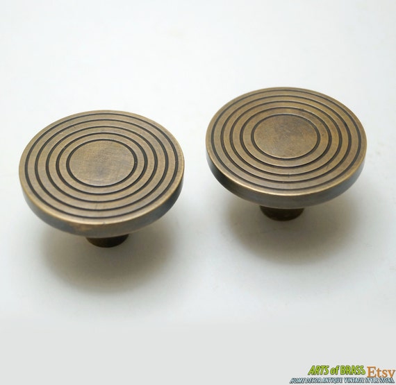 1.73" inches Lot of 2 pcs Vintage Retro Round vortex rope Knobs Handle Solid Brass Cabinet Knob Pull Handle N141