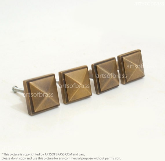 Vintage Solid Brass Retro Diamond Door Knobs Dresser Handle Pull N261