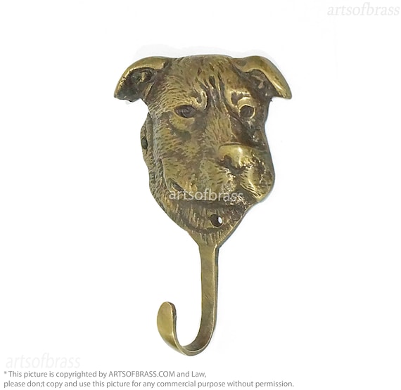 5.82" inches Vintage Brass Dog Face Animal Wall hook Solid Brass Strong Wall Coat Hat Hook Hanger