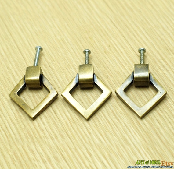 Lot of 3 pcs vintage Retro Triangular layers Solid Brass Cabinet Door handle KNOB Drawer Pull