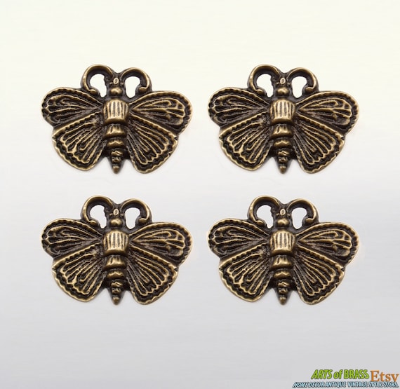 Lot of 4 pcs Vintage WASP BEE Antique Cabinet Door Solid Brass Pull KNOB Drawer