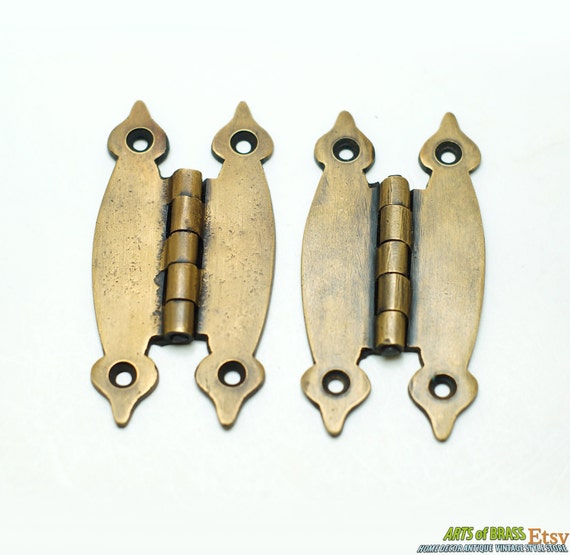 3.26" inches Lot of 2 pcs Vintage Escutcheon Arrow Plate Hinge / Hinges Cabinet Door Solid Brass V111