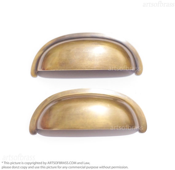 Lot of 2 3.93" inches Vintage Brass Retro Shell Pulls, Drawer handles, Kitchen Pulls handles, Door knobs, Desk Drawer Pulls handle