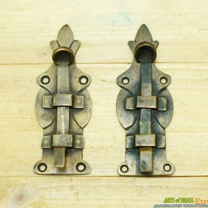 3.93&quot; inches Vintage Victorian Latch Lock Windows Antique Solid Brass Window Door LATCH W016