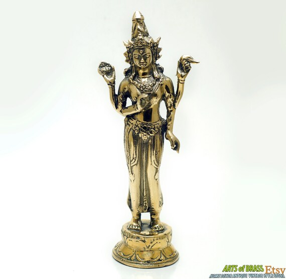 8.66" Inches Solid Brass Hinduism DURGA Divine Mother Goddess Strength of Victory of Good over Evil Statue