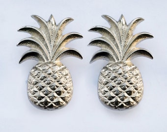 Lot of 2 pcs PINEAPPLE Fruits with CHROME Finishing Cabinet Solid Brass Drawer Handle Knob Pulls