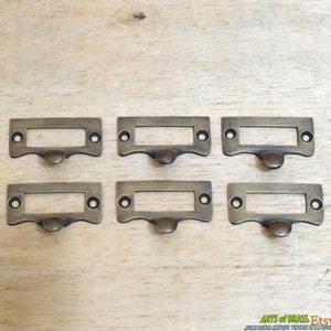 1,77 "Zoll Lot von 6 Stück Vintage Label File Name Kartenhalter Schrank Schublade Pulls Griff J037