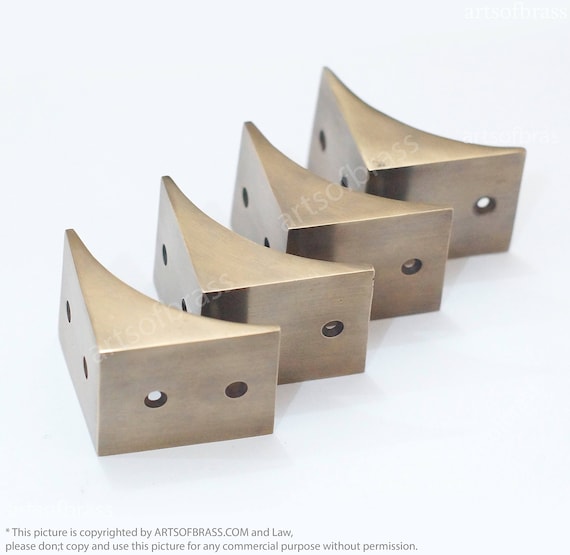 2.12" inches lot of 4 pcs Vintage Western Table Cabinet Trunk Corner Protector Solid Brass Corner Protector T015M