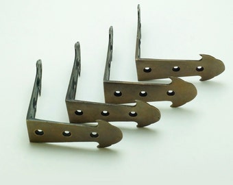 3,06 "Zoll Menge von 4 Stück Vintage Pfeil Box Tisch Schrank Stamm Eckenschutz Massiv Messing Eckenschutz