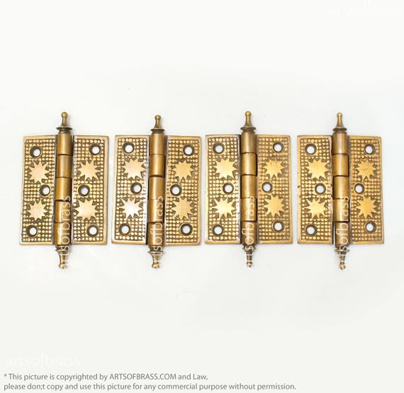 2.87" inches Vintage Hinges Minaret Tips Watson Star Brass Hinge Cabinet Door Hinges Pair