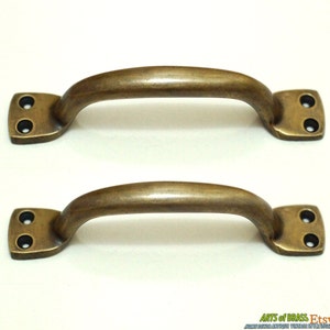 5.51&quot; Pair or 2 pcs Vintage Strong Retro Western Solid Brass Antique Cabinet Drawer Handle Pulls C050