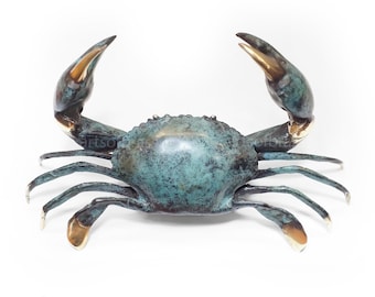 Solid Brass Crab Statue Coastal Decor | Ocean Animal Figurine for Home & Office | Nautical Tabletop Decor | GIFT
