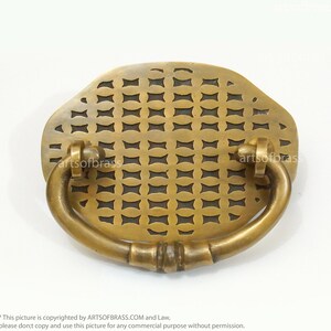 5,51 "Zoll große Vintage Retro asiatische runde Platte Massivmessing Box Tür runder Ziehgriff P107