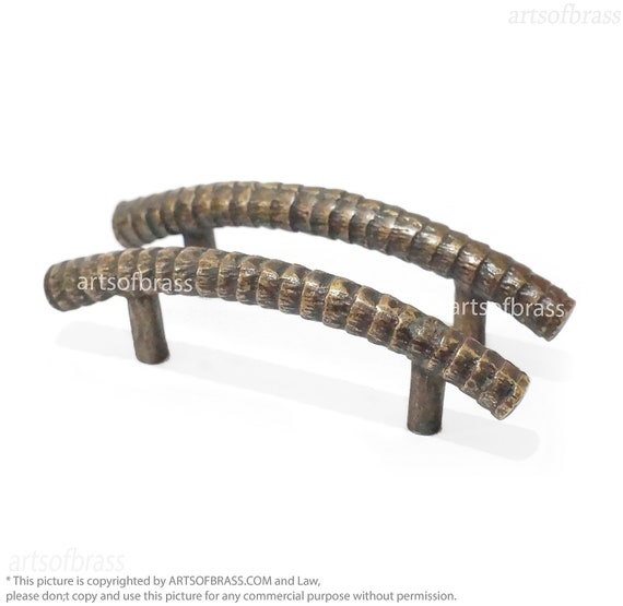 4.76" inches Lot of 2 pcs Vintage Retro Curved Palm Tree Handle Solid Brass Cabinet Drawer Dresser Door handle pulls