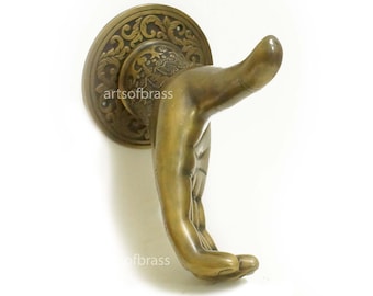 RARE 8.85" inches Vintage Solid Brass Hand Shake Welcome Door handle Antique Main Gate Door Entry handle AC118