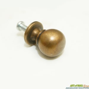 0.59 Diameter inches Lot of 6 pcs Vintage Retro Solid Brass Round Cabinet Solid Brass Drawer Handle Knob Pulls N199 image 3
