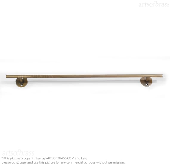 Solid Brass 20" Wall Towel Rack – Long Retro Industrial Bathroom Bar
