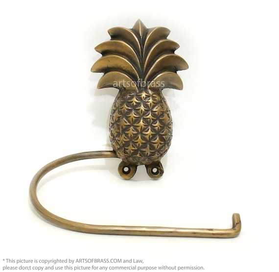 Vintage Tropics PINEAPPLE Fruits Tissue / Hand Towel Holder Towel Hanger Solid Brass Bathroom Towel Hook AE114