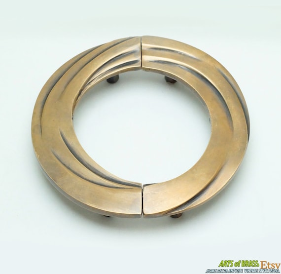 4.60" inches Vintage Solid Brass Retro Swirl Round Antique Cabinet Brass KNOB Drawer Ring Pulls C119 Belah